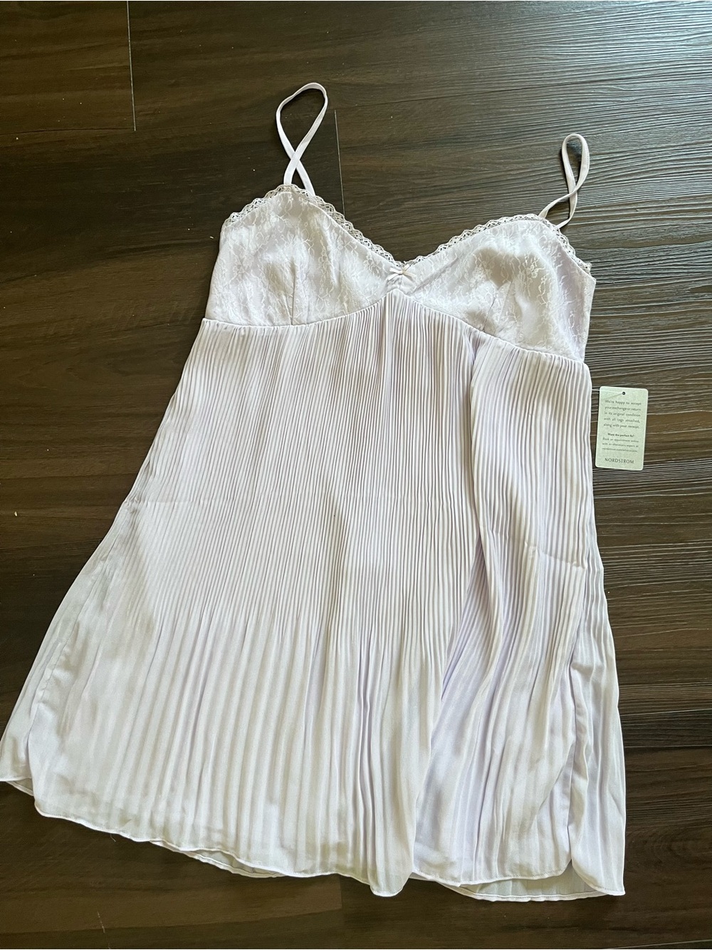 Lush Pleated Lace-Top Slip Dress - Pale Pink
